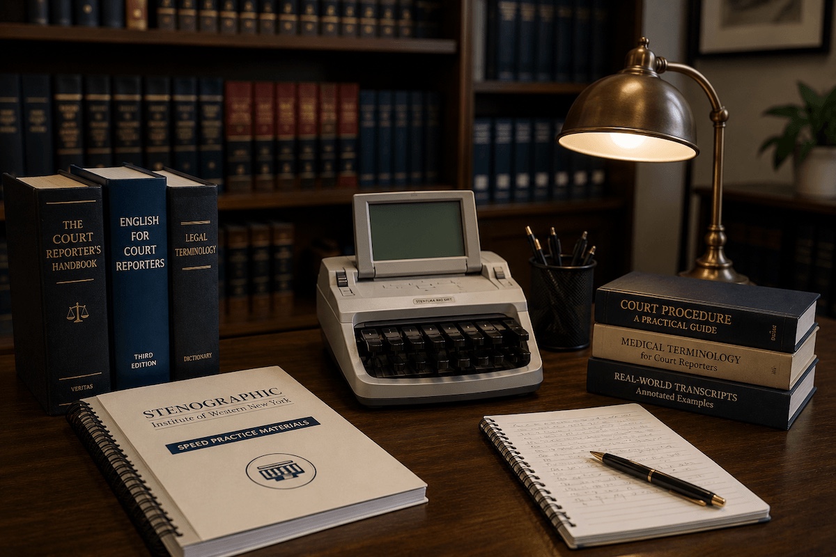 Stenotype machines and court reporting equipment at the Stenographic Institute of WNY